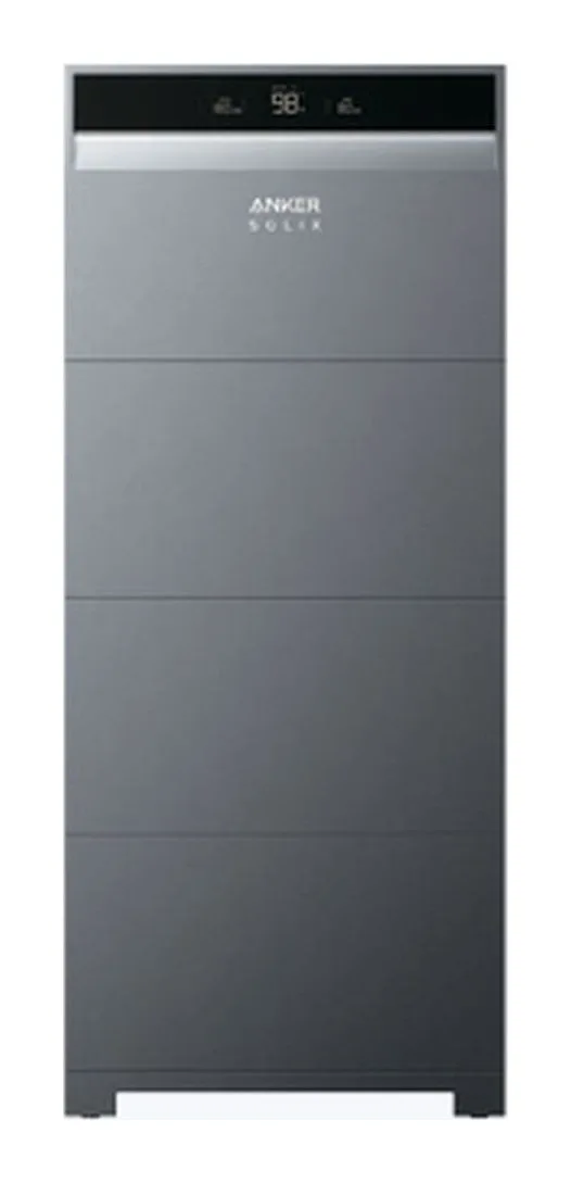 Anker SOLIX X1 thuisbatterij met omvormer bovenaan en batterijmodules eronder